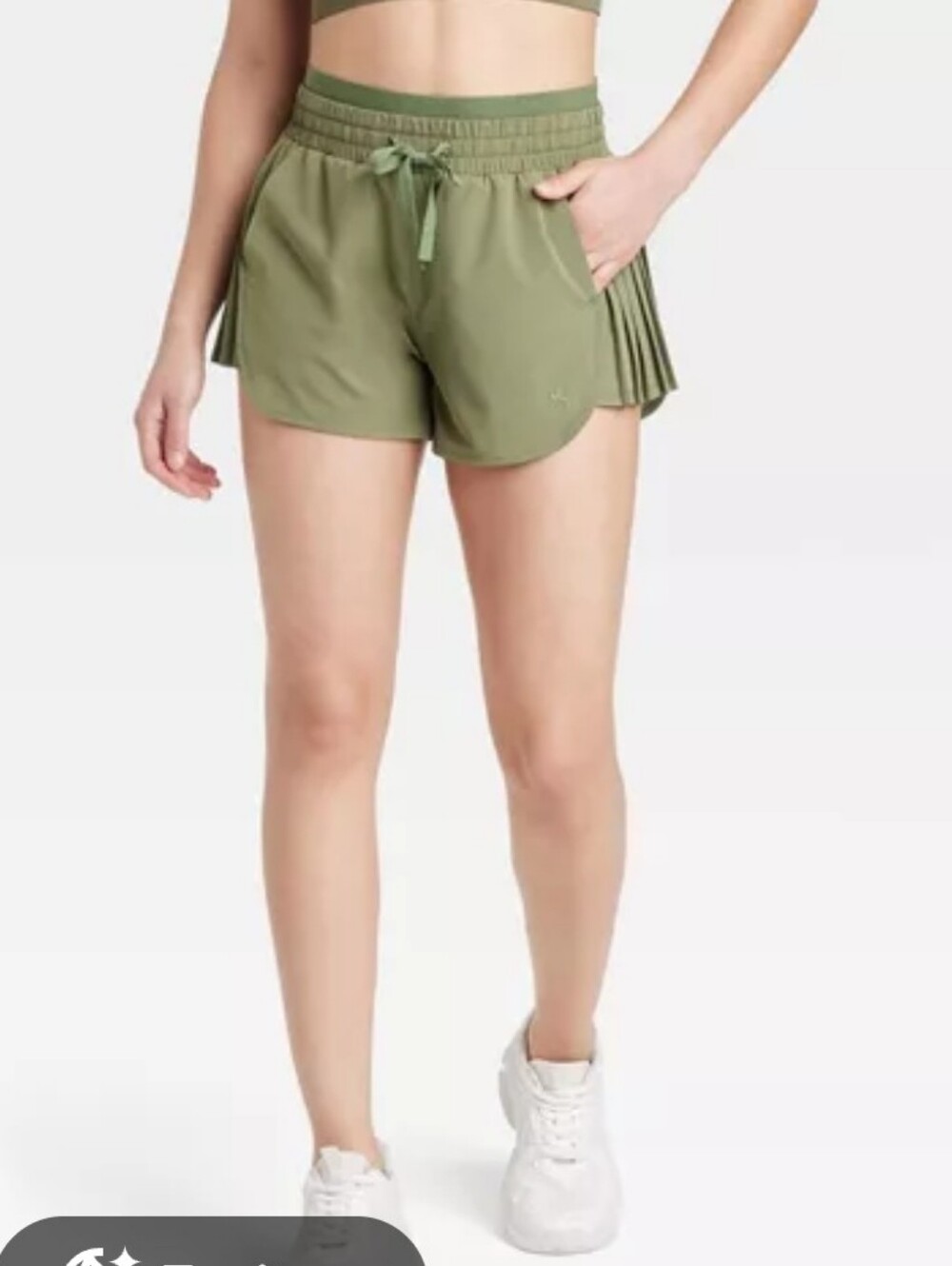 JoyLab Olive Green Athletic Shorts Side Pleats Drawstring Y2K Hippie Sports Retr